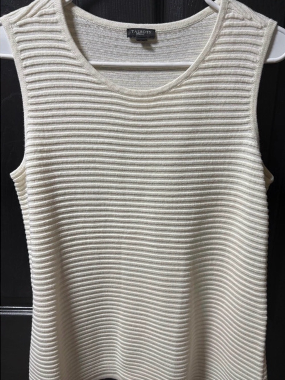 Talbots Cream Ribbed Open-Front Cardigan - Picture 2 of 2